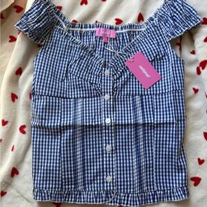Edikted Dorothie Gingham Button Up Top new with tags Edikted top